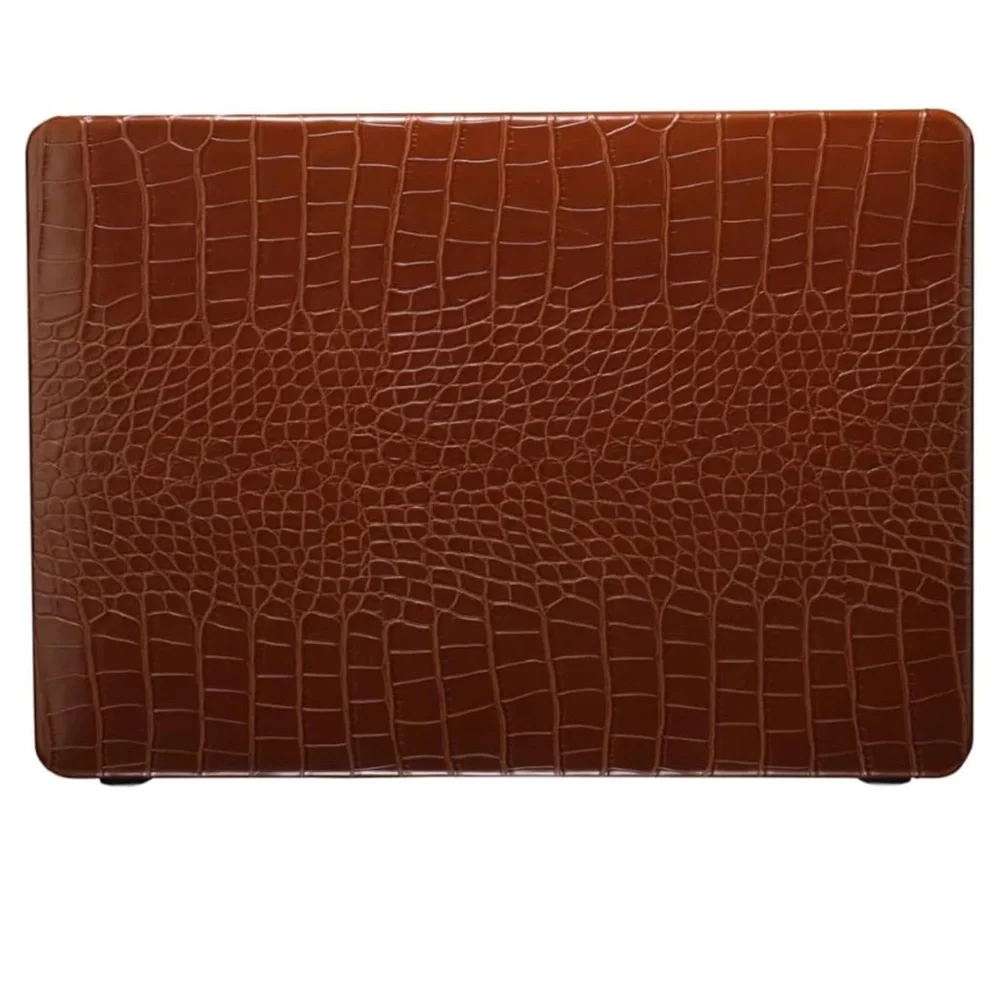Brown Leather Hardshell Crocodile Print Cover for Tablet